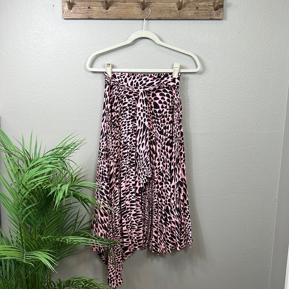 Topshop Pink Black Leopard Asymmetrical Skirt 4